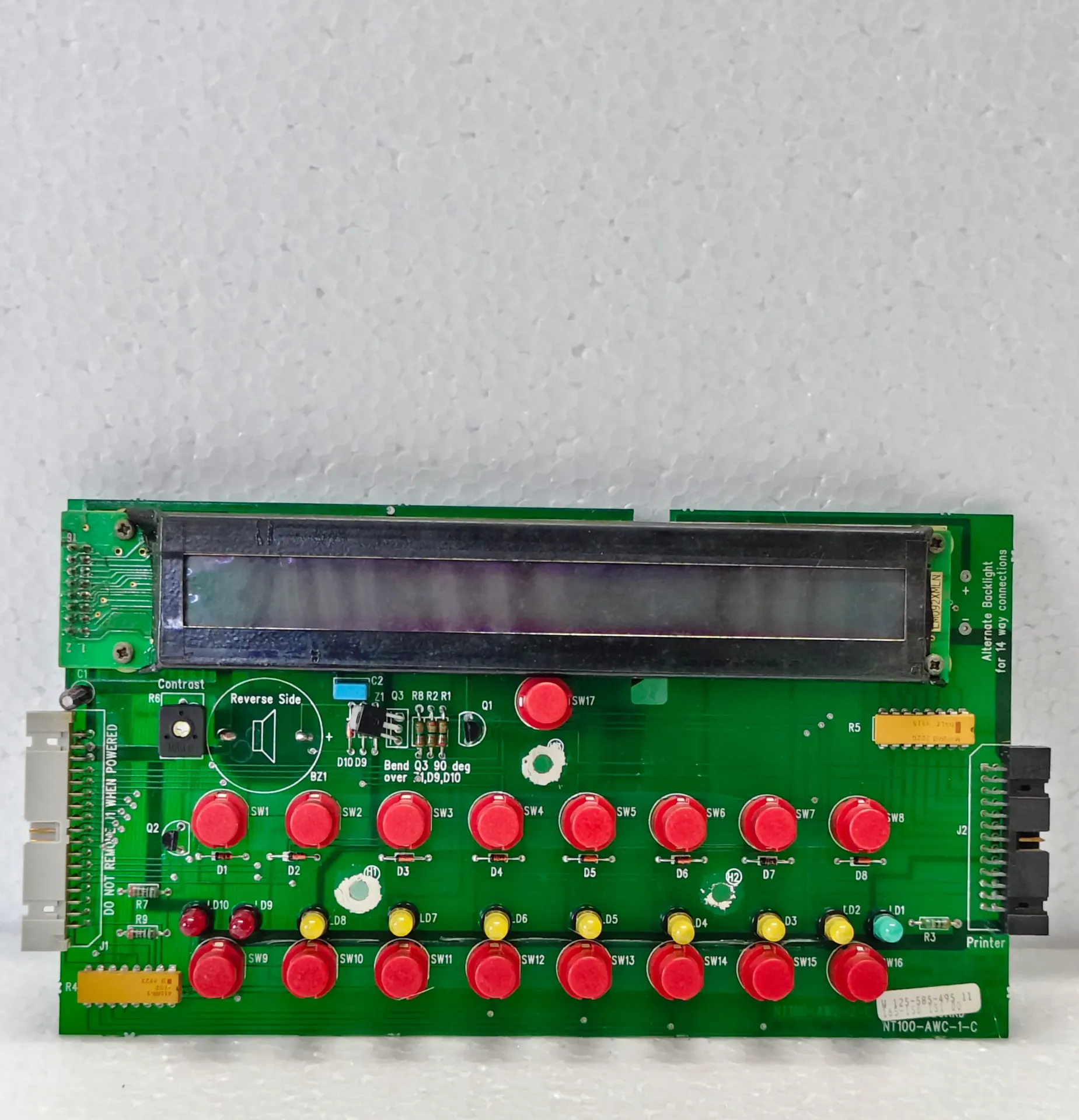 MINERVA FIRE ALARM CONTROL PANEL NT100-AWC-1-C DISPLAY BOARD PCB